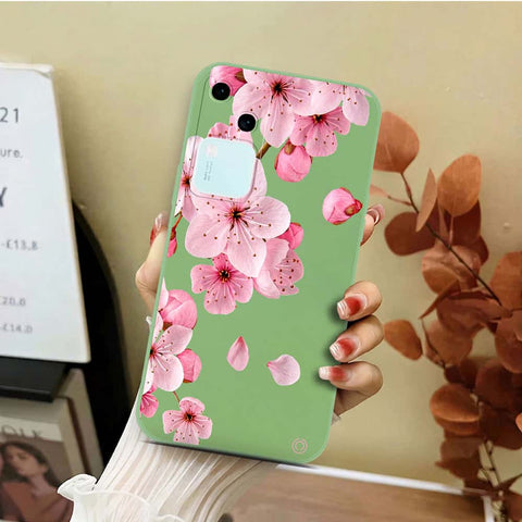 Vivo V30 Cover - Light Green - D4 - ONation Nature Floral Series - HQ Liquid Silicone Soft Case