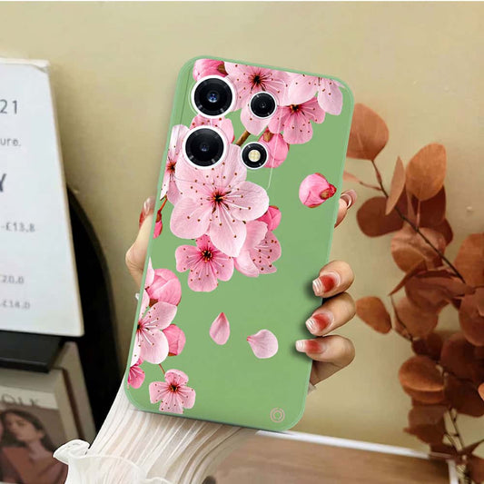 Infinix Note 30 Cover - Light Green - D4 - ONation Nature Floral Series - HQ Liquid Silicone Soft Case