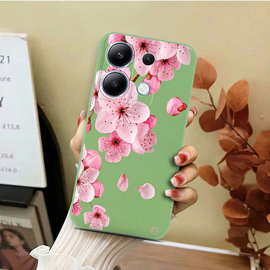 Xiaomi Redmi Note 13 Pro 4G  Cover - Light Green - D4 - ONation Nature Floral Series - HQ Liquid Silicone Soft Case