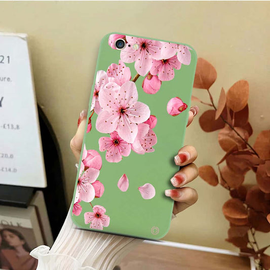iPhone 6S / 6 Cover - Light Green - D4 - ONation Nature Floral Series - HQ Liquid Silicone Soft Case