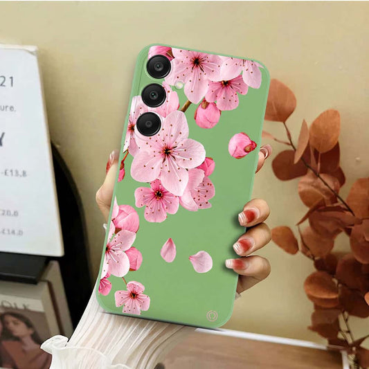 Samsung Galaxy S24 Cover - Light Green - D4 - ONation Nature Floral Series - HQ Liquid Silicone Soft Case