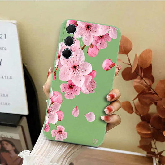 Vivo V40 Lite (IDN) Cover - Light Green - D4 - ONation Nature Floral Series - HQ Liquid Silicone Soft Case
