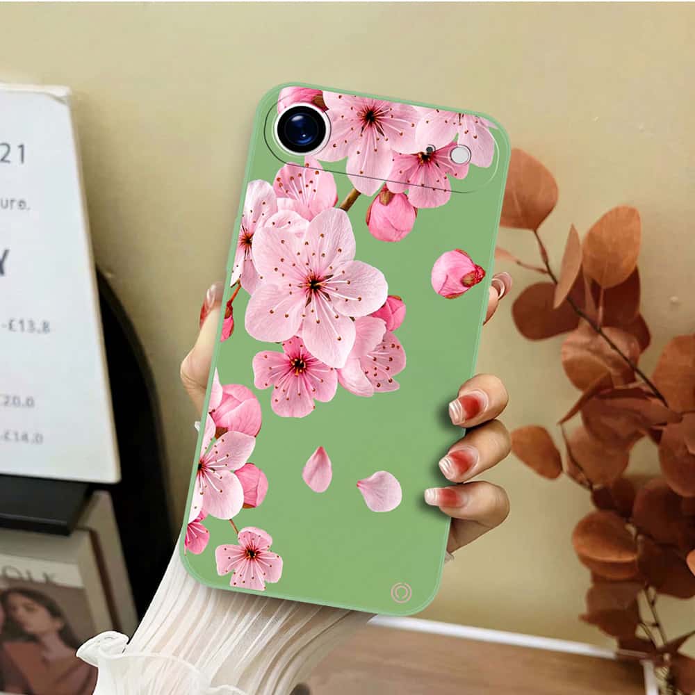 iPhone 17 Air Cover - Light Green - D4 - ONation Nature Floral Series - HQ Liquid Silicone Soft Case