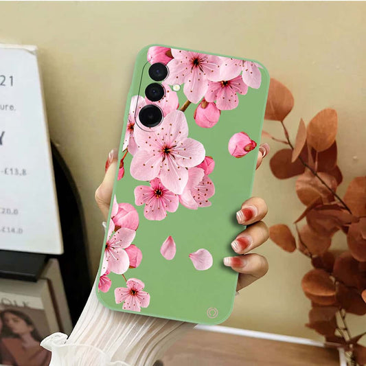 Samsung Galaxy F17 Cover - Light Green - D4 - ONation Nature Floral Series - HQ Liquid Silicone Soft Case