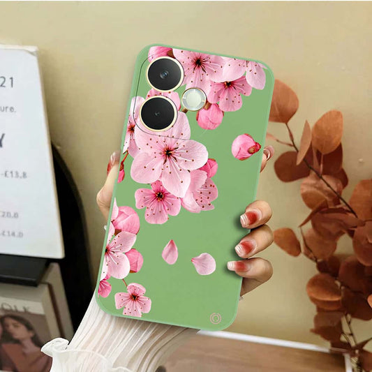 Oppo A5 Pro 4G Cover - Light Green - D4 - ONation Nature Floral Series - HQ Liquid Silicone Soft Case