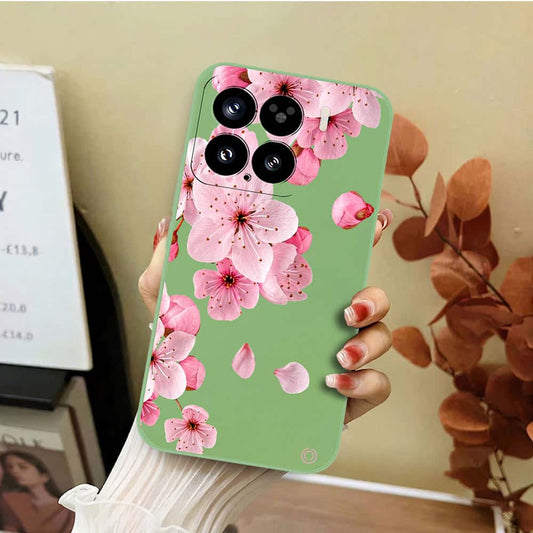 Xiaomi 15 Cover - Light Green - D4 - ONation Nature Floral Series - HQ Liquid Silicone Soft Case