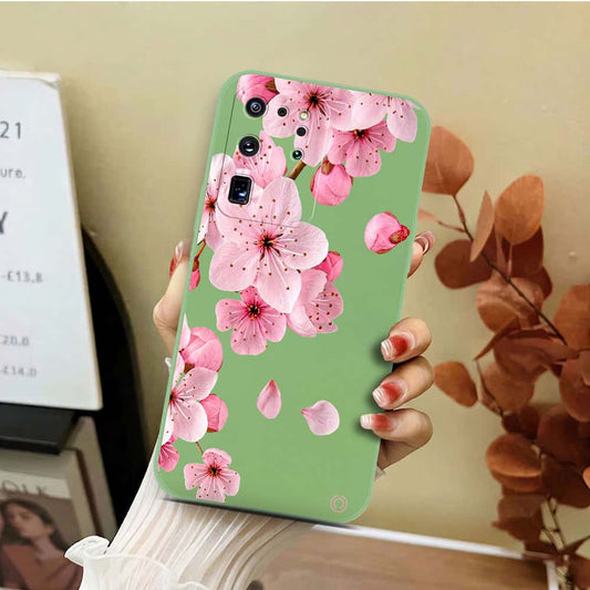 Samsung Galaxy S20 Ultra Cover - Light Green - D4 - ONation Nature Floral Series - HQ Liquid Silicone Soft Case