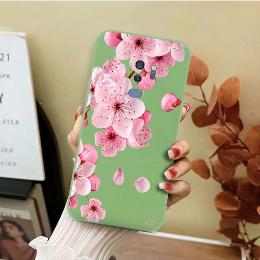 Samsung Galaxy S9 Plus Cover - Light Green - D4 - ONation Nature Floral Series - HQ Liquid Silicone Soft Case