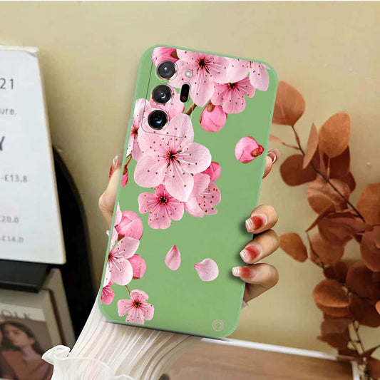 Samsung Galaxy Note 20 Ultra Cover - Light Green - D4 - ONation Nature Floral Series - HQ Liquid Silicone Soft Case
