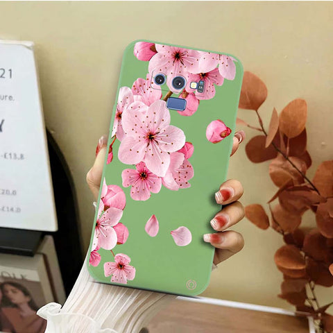 Samsung Galaxy Note 9 Cover - Light Green - D4 - ONation Nature Floral Series - HQ Liquid Silicone Soft Case