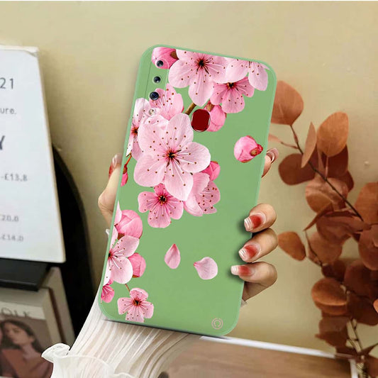 Samsung Galaxy A20s Cover - Light Green - D4 - ONation Nature Floral Series - HQ Liquid Silicone Soft Case