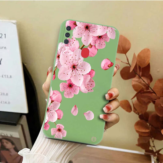 Samsung Galaxy A11 Cover - Light Green - D4 - ONation Nature Floral Series - HQ Liquid Silicone Soft Case