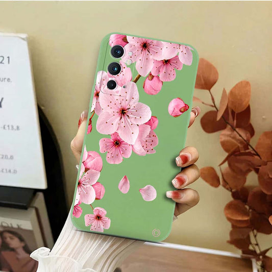 OnePlus 9RT 5G Cover - Light Green - D4 - ONation Nature Floral Series - HQ Liquid Silicone Soft Case
