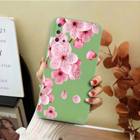 OnePlus 8T Cover - Light Green - D4 - ONation Nature Floral Series - HQ Liquid Silicone Soft Case