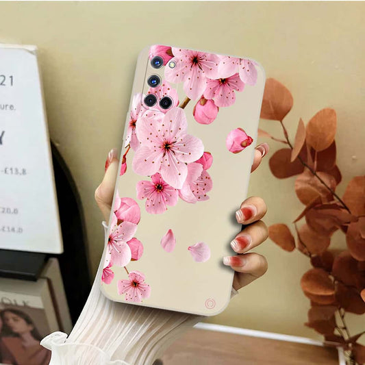 Oppo A95 Cover - Off White - D4 - ONation Nature Floral Series - HQ Liquid Silicone Soft Case
