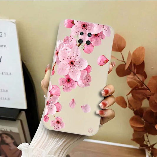 Xiaomi Redmi Note 10S Cover - Off White - D4 - ONation Nature Floral Series - HQ Liquid Silicone Soft Case