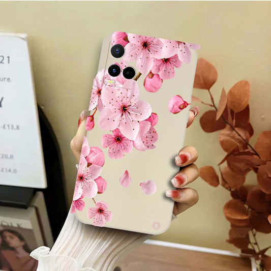 Vivo Y33t Cover - Off White - D4 - ONation Nature Floral Series - HQ Liquid Silicone Soft Case