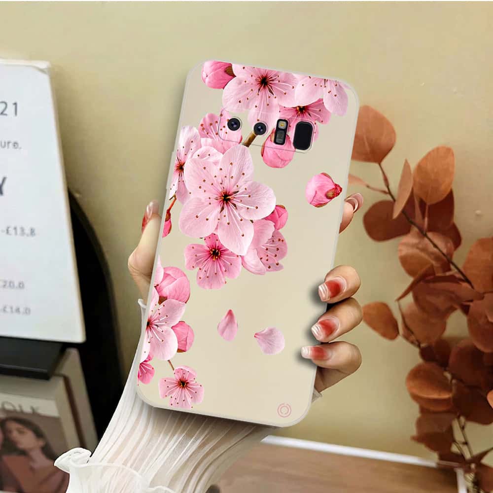 Samsung Galaxy Note 8 Cover - Off White - D4 - ONation Nature Floral Series - HQ Liquid Silicone Soft Case