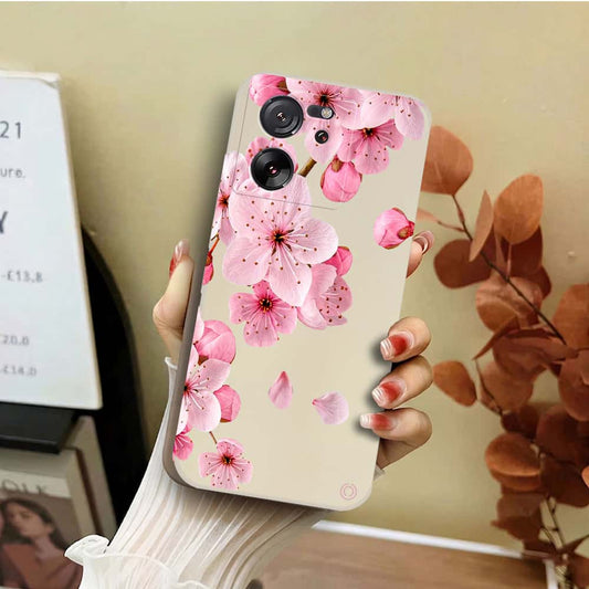 Xiaomi 13T Pro Cover - Off White - D4 - ONation Nature Floral Series - HQ Liquid Silicone Soft Case