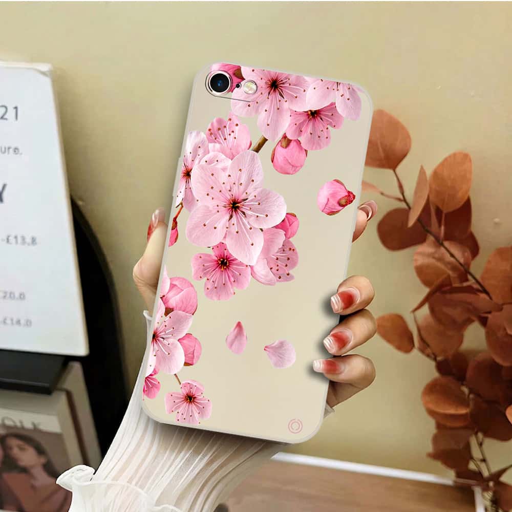 iPhone 6s Plus / 6 Plus Cover - Off White - D4 - ONation Nature Floral Series - HQ Liquid Silicone Soft Case