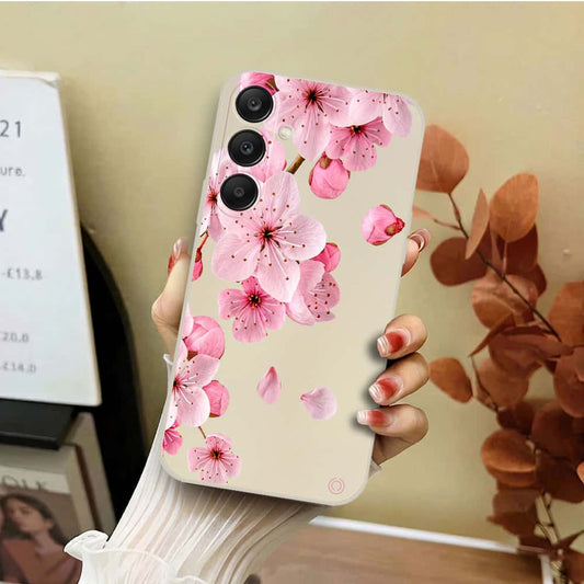 Samsung Galaxy S24 Cover - Off White - D4 - ONation Nature Floral Series - HQ Liquid Silicone Soft Case