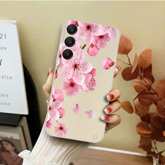 Samsung Galaxy S24 Plus Cover - Off White - D4 - ONation Nature Floral Series - HQ Liquid Silicone Soft Case