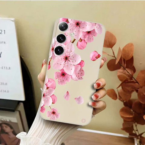 Samsung Galaxy A16 Cover - Off White - D4 - ONation Nature Floral Series - HQ Liquid Silicone Soft Case