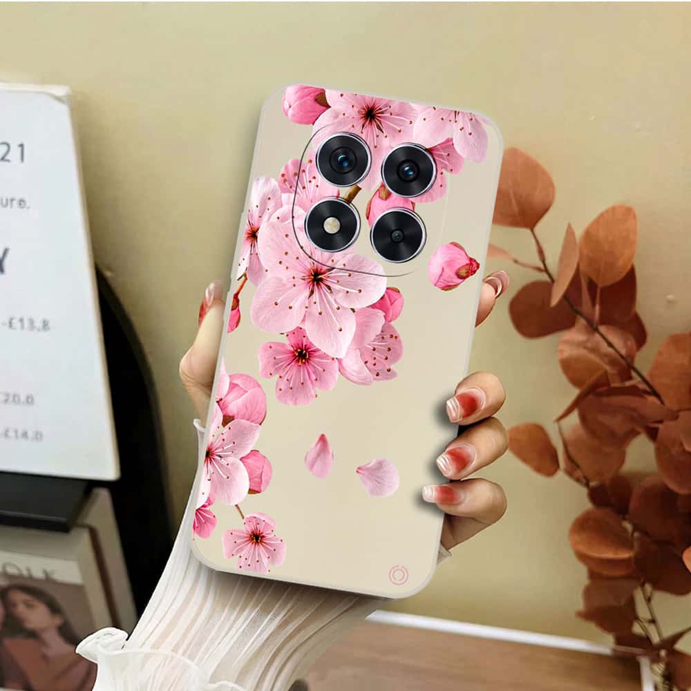 Xiaomi Redmi Note 14 Pro Plus 5G Cover - Off White - D4 - ONation Nature Floral Series - HQ Liquid Silicone Soft Case