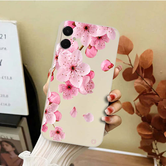Samsung Galaxy A06 Cover - Off White - D4 - ONation Nature Floral Series - HQ Liquid Silicone Soft Case