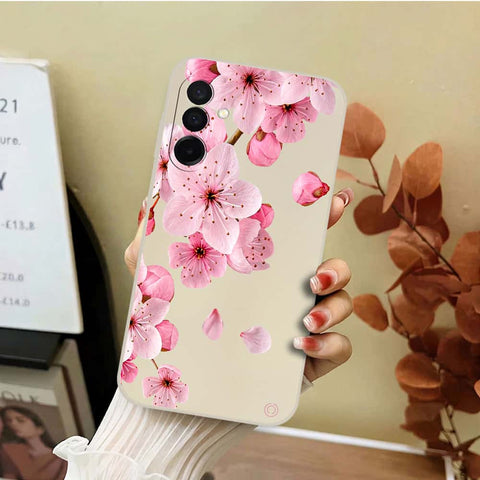 Samsung Galaxy M17 Cover - Off White - D4 - ONation Nature Floral Series - HQ Liquid Silicone Soft Case