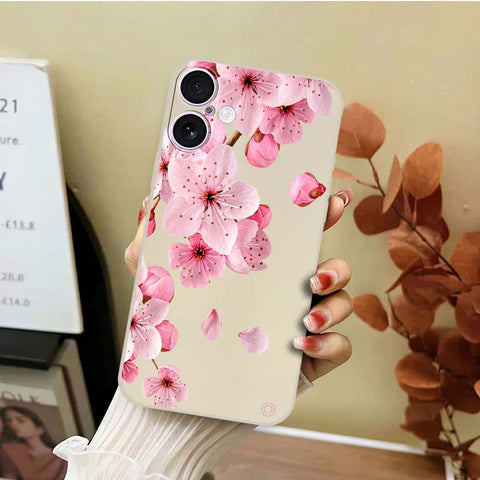 iPhone 17 Cover - Off White - D4 - ONation Nature Floral Series - HQ Liquid Silicone Soft Case