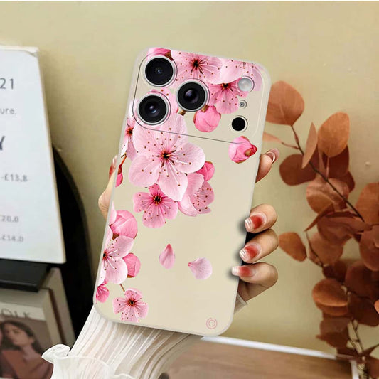 iPhone 17 Pro Cover - Off White - D4 - ONation Nature Floral Series - HQ Liquid Silicone Soft Case