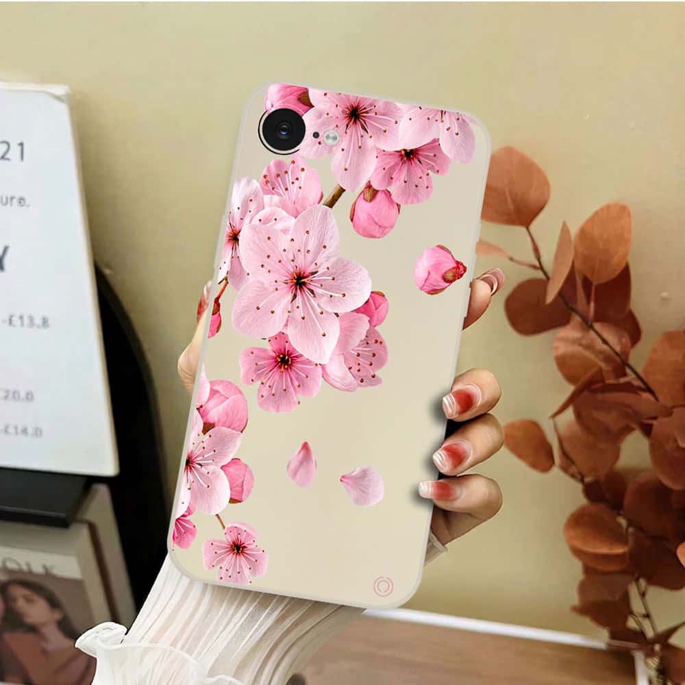 iPhone 16e Cover - Off White - D4 - ONation Nature Floral Series - HQ Liquid Silicone Soft Case