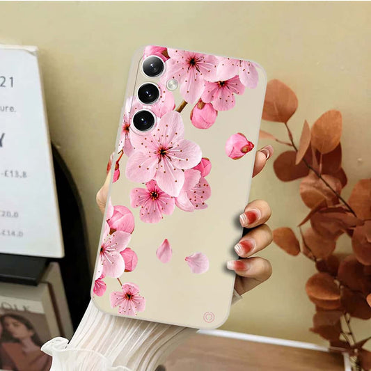 Samsung Galaxy S26 Cover - Off White - D4 - ONation Nature Floral Series - HQ Liquid Silicone Soft Case