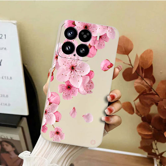 Xiaomi 15 Cover - Off White - D4 - ONation Nature Floral Series - HQ Liquid Silicone Soft Case
