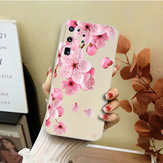 Samsung Galaxy S20 Ultra Cover - Off White - D4 - ONation Nature Floral Series - HQ Liquid Silicone Soft Case