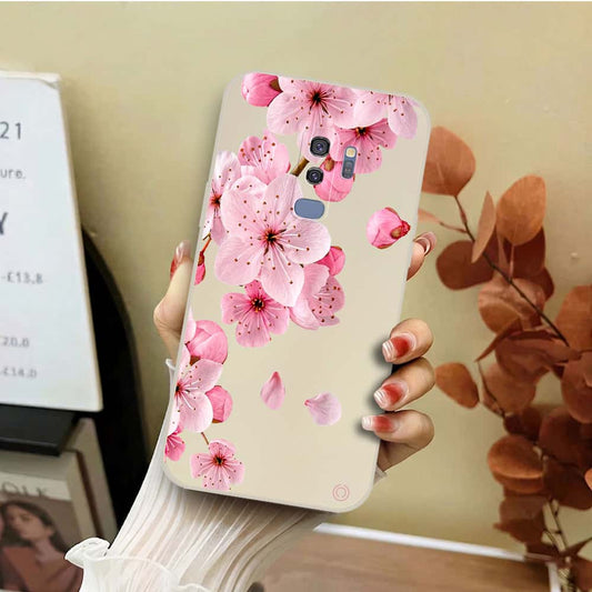 Samsung Galaxy S9 Plus Cover - Off White - D4 - ONation Nature Floral Series - HQ Liquid Silicone Soft Case