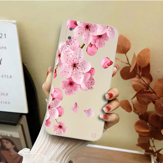 Samsung Galaxy M02 Cover - Off White - D4 - ONation Nature Floral Series - HQ Liquid Silicone Soft Case