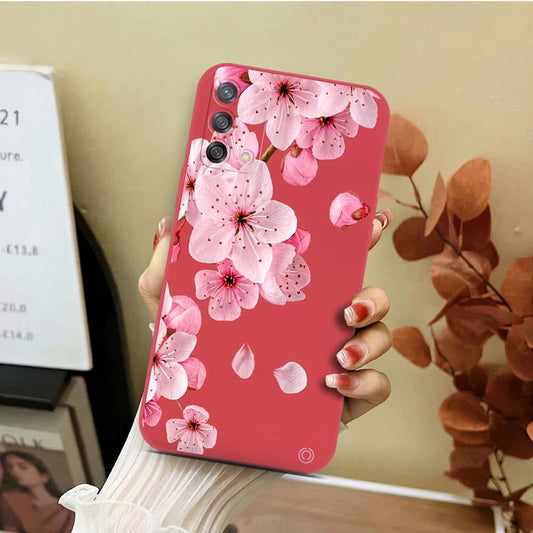 Oppo Reno 6 Lite Cover - Red - D4 - ONation Nature Floral Series - HQ Liquid Silicone Soft Case