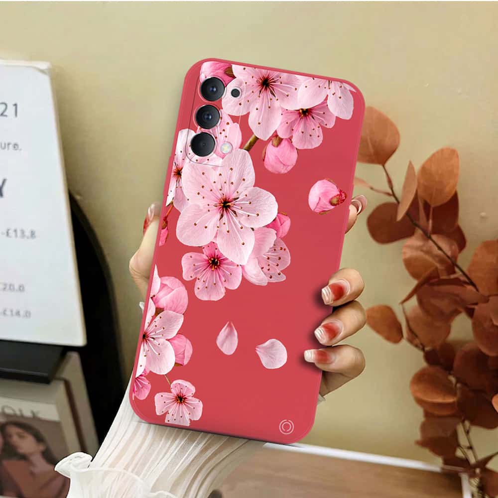 Oppo Reno 4 5G Cover - Red - D4 - ONation Nature Floral Series - HQ Liquid Silicone Soft Case