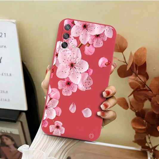 Oppo F19s Cover - Red - D4 - ONation Nature Floral Series - HQ Liquid Silicone Soft Case