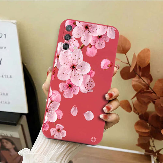 Oppo A74 Cover - Red - D4 - ONation Nature Floral Series - HQ Liquid Silicone Soft Case