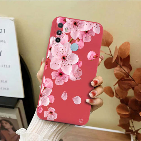 Oppo A53s Cover - Red - D4 - ONation Nature Floral Series - HQ Liquid Silicone Soft Case