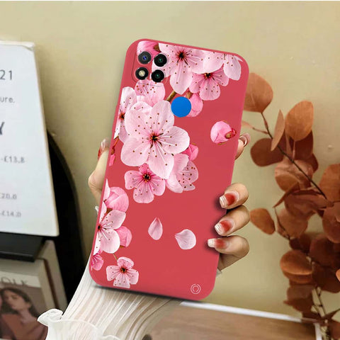 Xiaomi Redmi 10A Cover - Red - D4 - ONation Nature Floral Series - HQ Liquid Silicone Soft Case