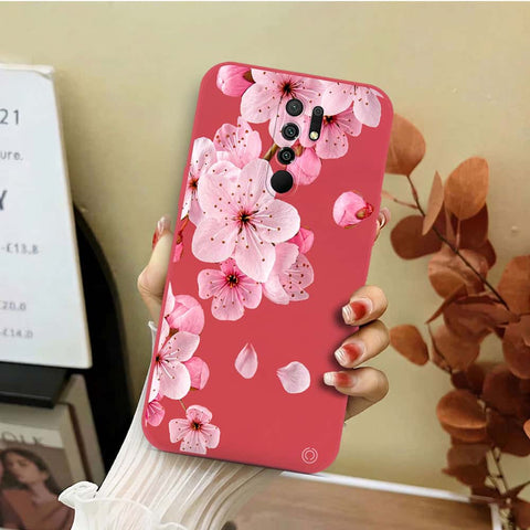 Xiaomi Redmi 9 Cover - Red - D4 - ONation Nature Floral Series - HQ Liquid Silicone Soft Case