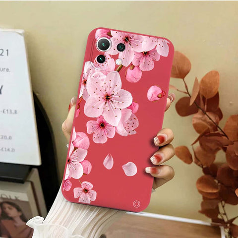 Xiaomi Mi 11 Lite Cover - Red - D4 - ONation Nature Floral Series - HQ Liquid Silicone Soft Case