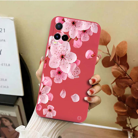 Vivo Y21t Cover - Red - D4 - ONation Nature Floral Series - HQ Liquid Silicone Soft Case
