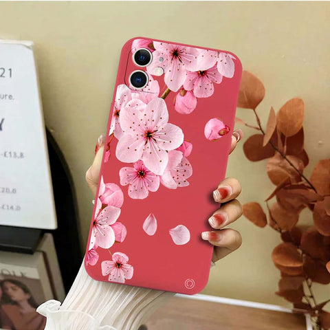 iPhone 11 Cover - Red - D4 - ONation Nature Floral Series - HQ Liquid Silicone Soft Case