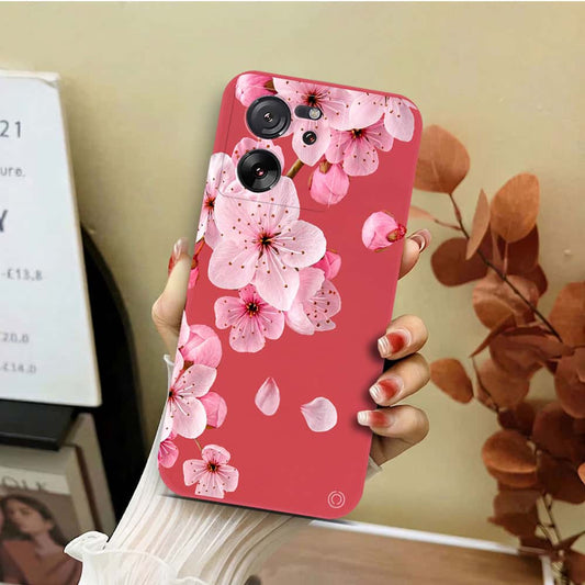 Xiaomi 13T Cover - Red - D4 - ONation Nature Floral Series - HQ Liquid Silicone Soft Case
