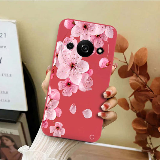 Xiaomi Redmi A3 Cover - Red - D4 - ONation Nature Floral Series - HQ Liquid Silicone Soft Case